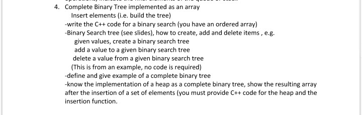 Solved 4. Complete Binary Tree implemented as an array | Chegg.com