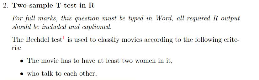 Solved 1. One-sample T-test In R This Question Must Be Typed | Chegg.com