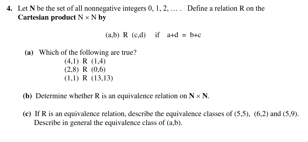 Solved Let N be the set of all nonnegative integers 0,1,2,…. | Chegg.com
