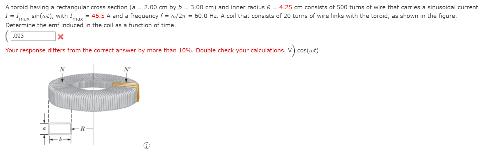 Solved A Toroid Having A Rectangular Cross Section A 2959