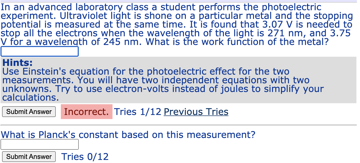 Solved In an advanced laboratory, class a student performs | Chegg.com