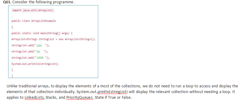 Solved Q61. Consider the following programme. inport | Chegg.com