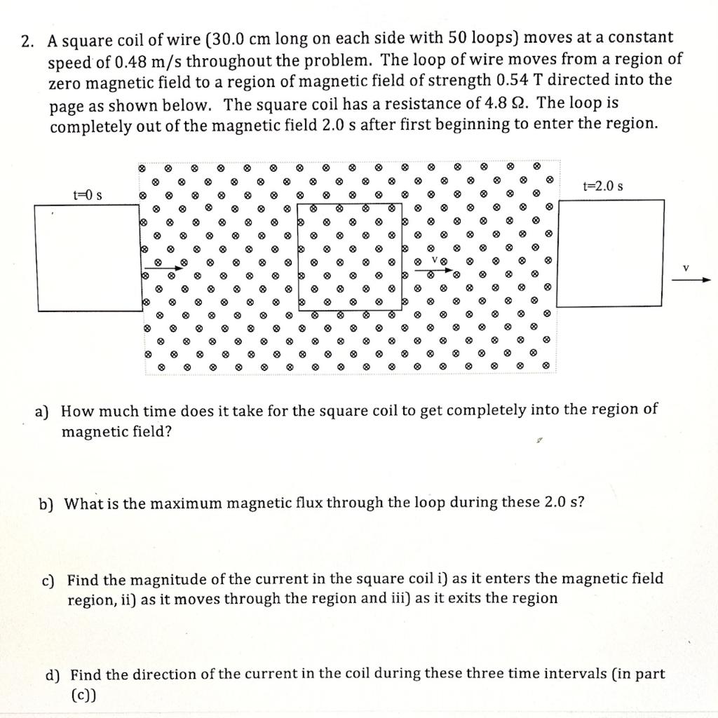Solved 2. A square coil of wire (30.0 cm long on each side | Chegg.com