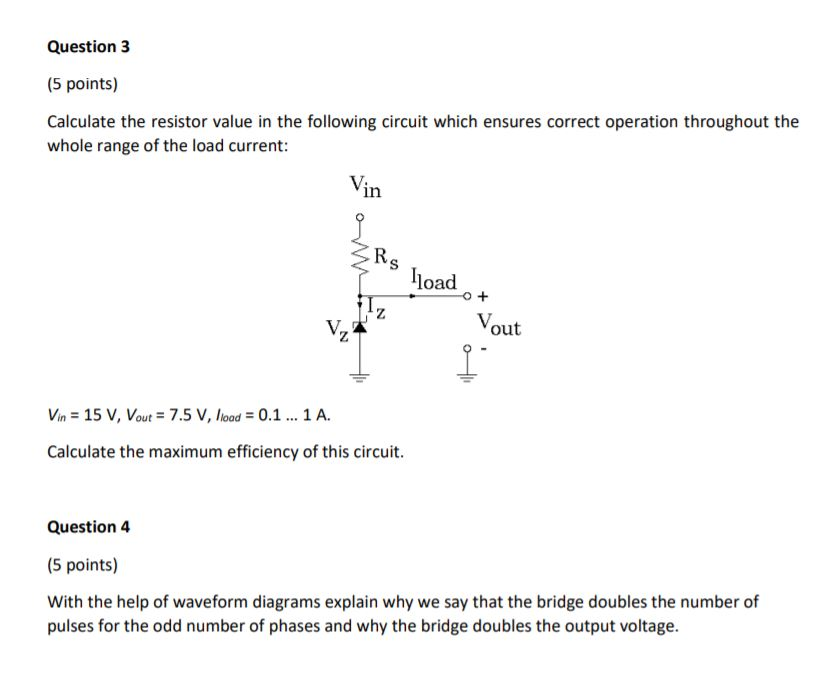 Solved Question 3 (5 points) Calculate the resistor value in | Chegg.com