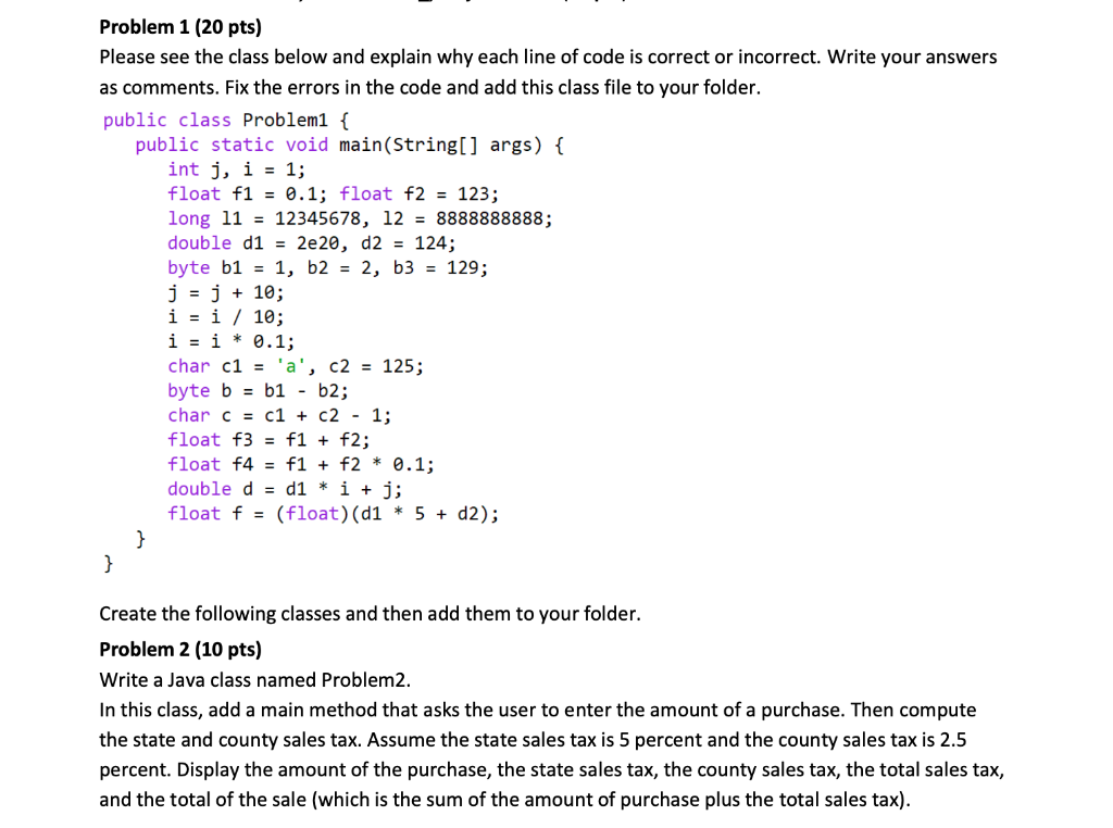 Solved Please see the class below and explain why each line | Chegg.com