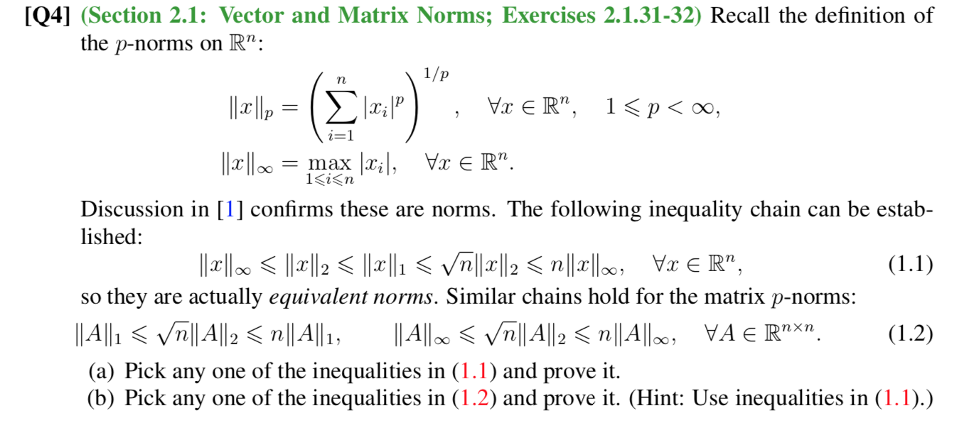 Solved [Q4] (Section 2.1: Vector and Matrix Norms; Exercises | Chegg.com
