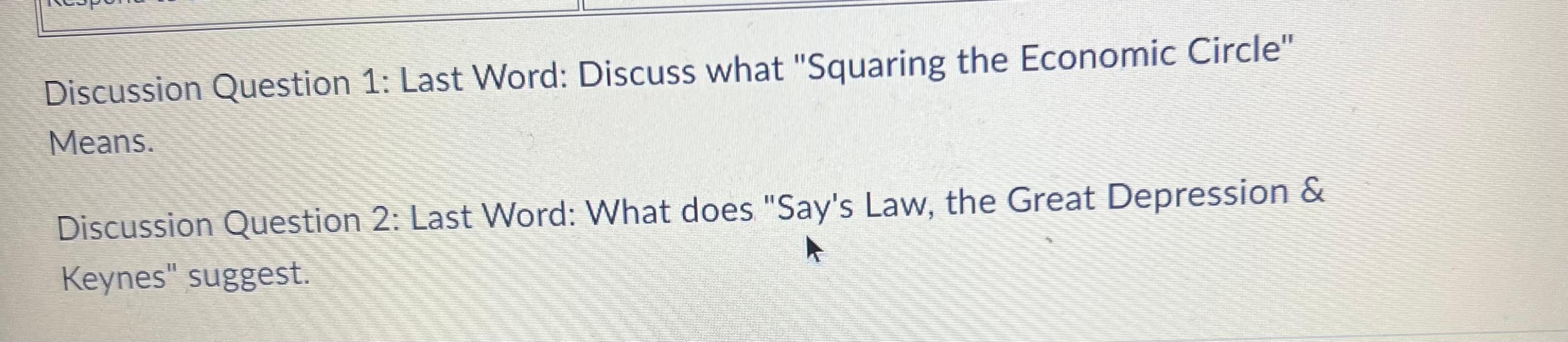 Solved Discussion Question 1: Last Word: Discuss What | Chegg.com