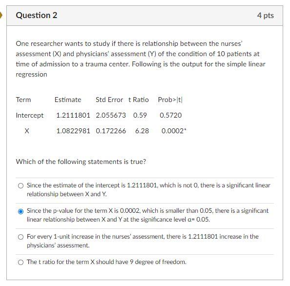 Solved Question 2 4 pts One researcher wants to study if | Chegg.com