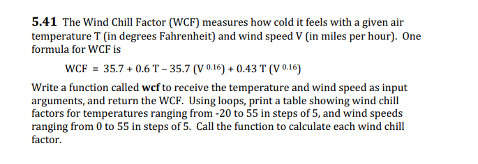 Solved The Wind Chill Factor Wcf Measures How Cold It Chegg Com