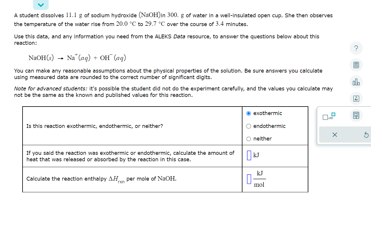 Solved A student dissolves 11.1 g of sodium hydroxide (NaOH) | Chegg.com