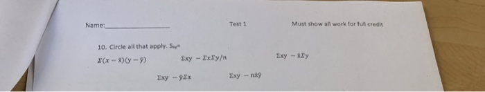 Solved Name: Test 1 Must show all work for full credit 0. | Chegg.com