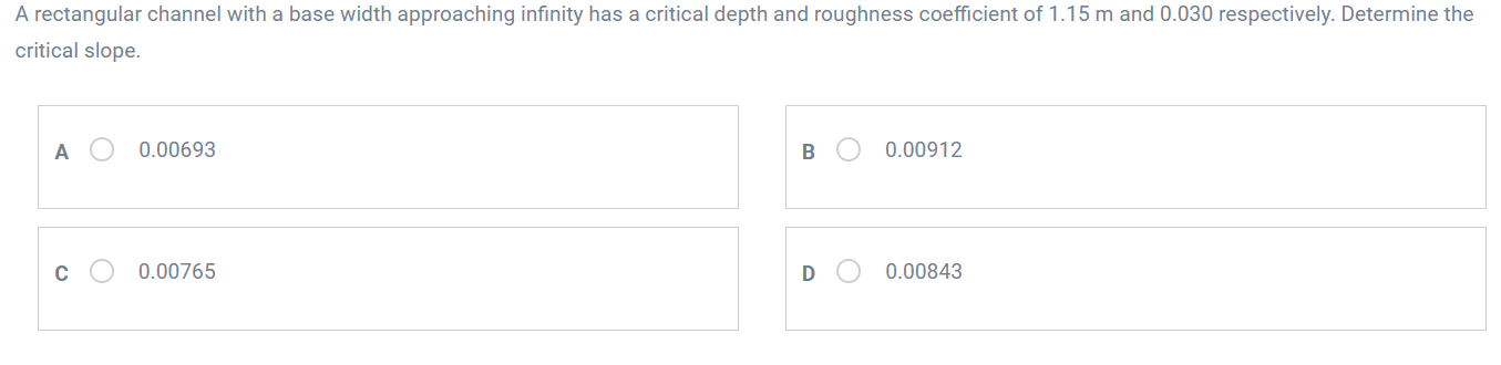 Solved A rectangular channel with a base width approaching | Chegg.com