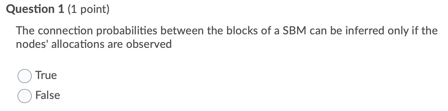 Question 1 (1 point) The connection probabilities | Chegg.com