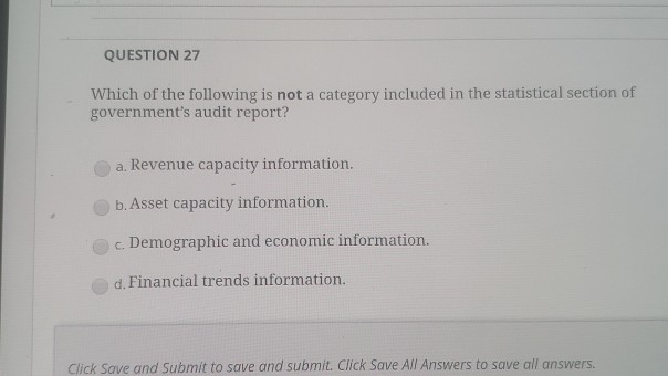 Solved QUESTION 27 Which of the following is not a category | Chegg.com