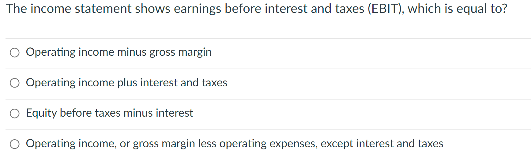 Solved The income statement shows earnings before interest | Chegg.com