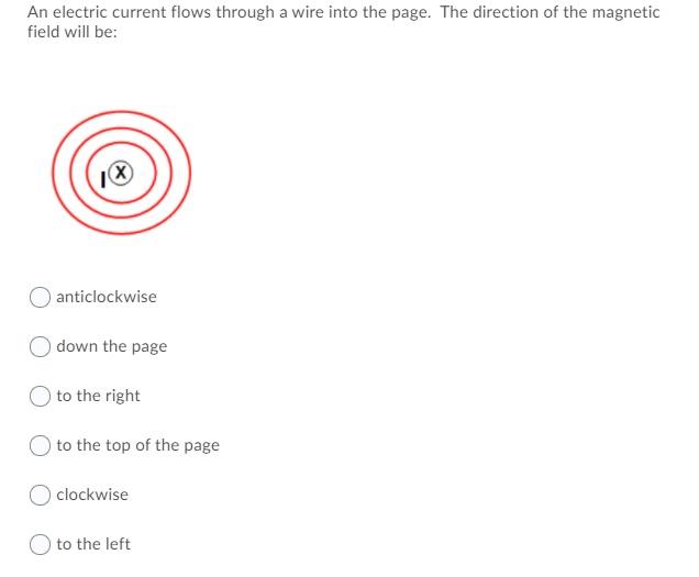 Solved An electric current flows through a wire into the | Chegg.com