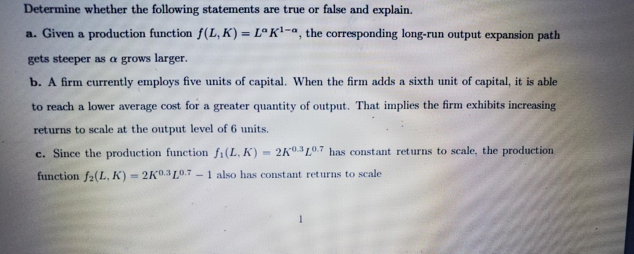 Solved Determine whether the following statements are true | Chegg.com