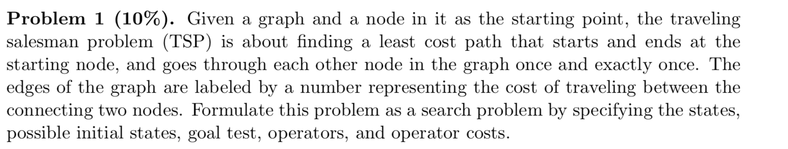 Problem 1 (10%). Given a graph and a node in it as | Chegg.com
