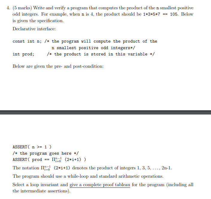 Solved 4. (5 marks) Write and verify a program that computes | Chegg.com