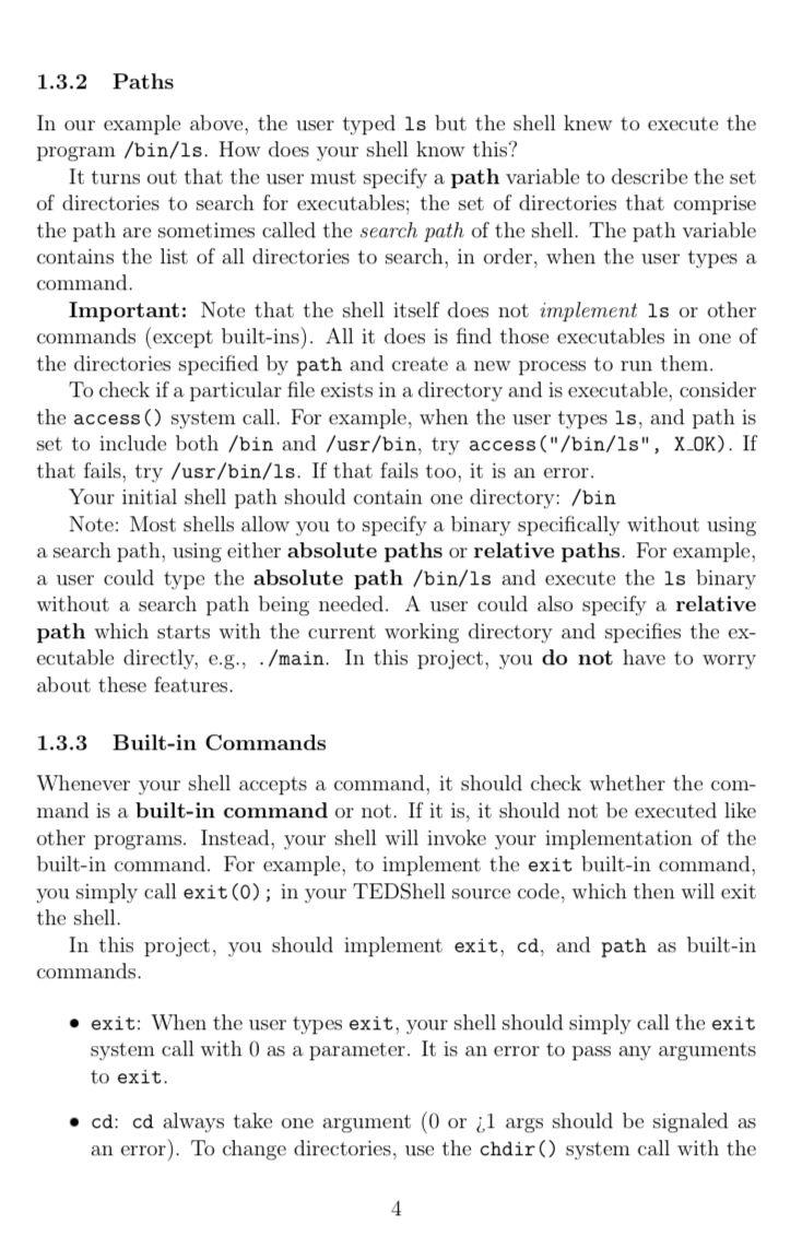 Solved 1 TED Shell In this project, you'll build a simple | Chegg.com