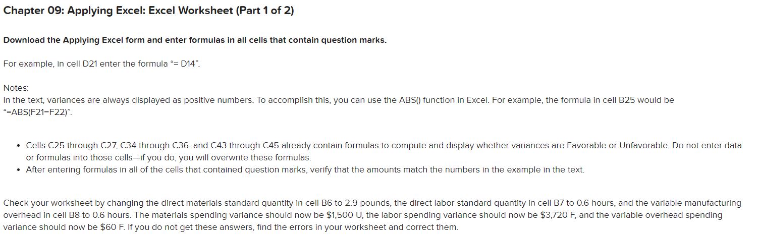 Solved Hello, I need some help figuring out what formulas go | Chegg.com