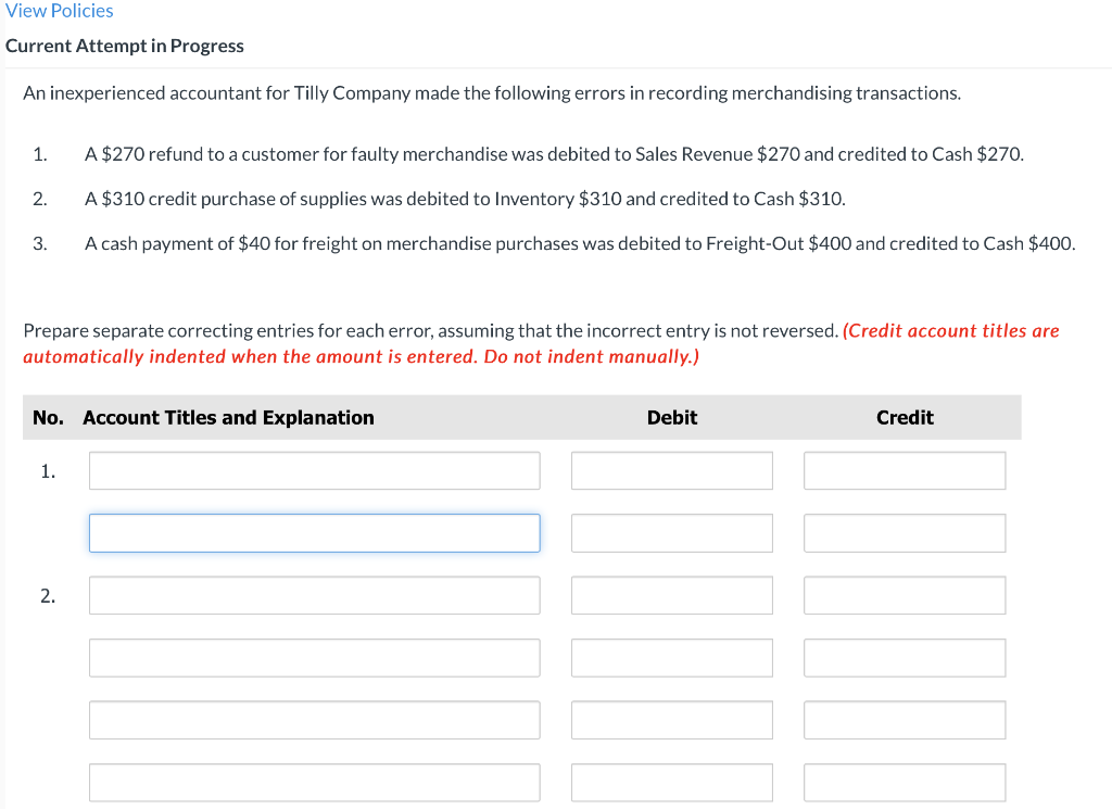 Solved View Policies Current Attempt in Progress An | Chegg.com