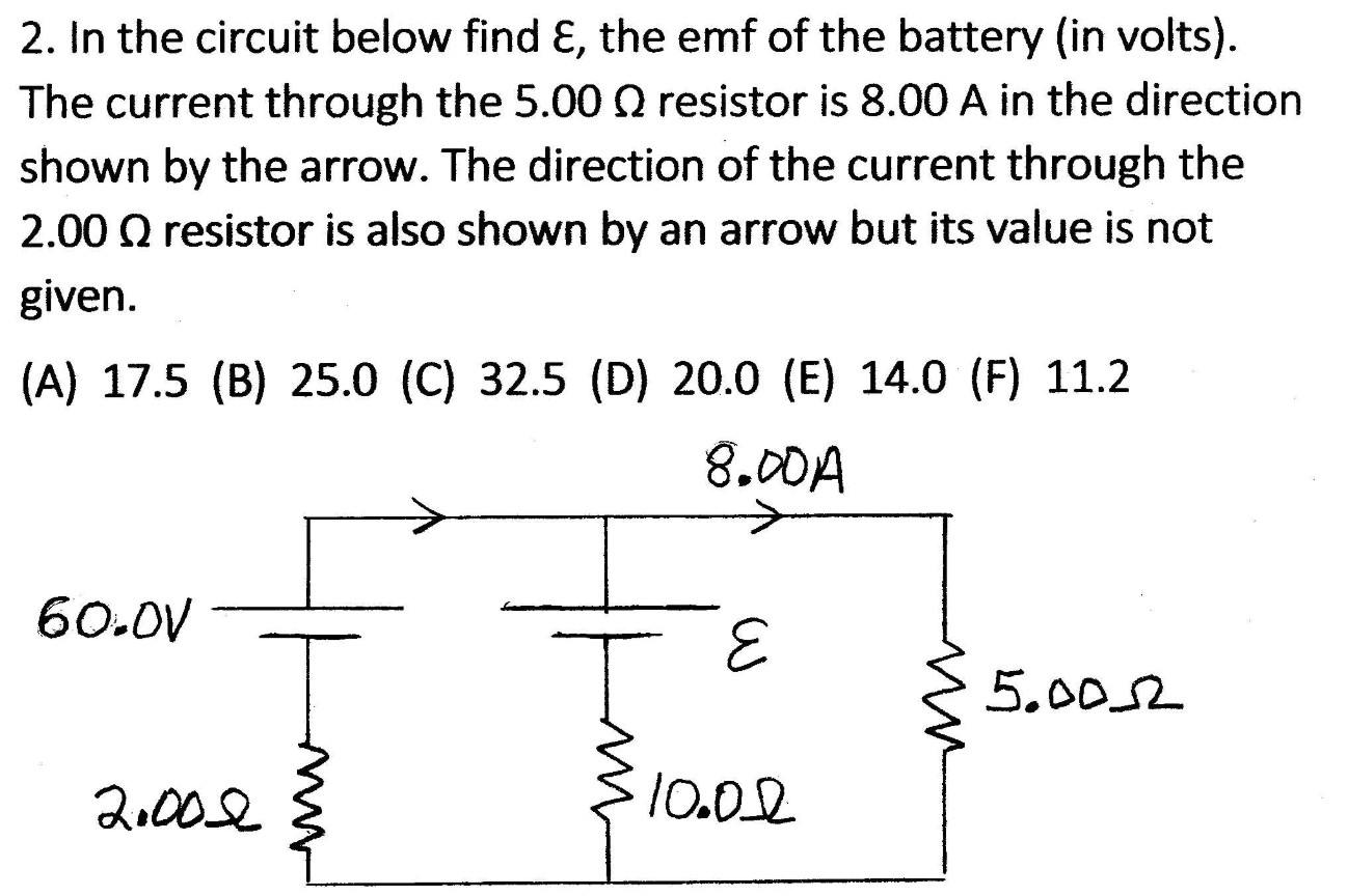 Solved 2. In the circuit below find E, the emf of the | Chegg.com
