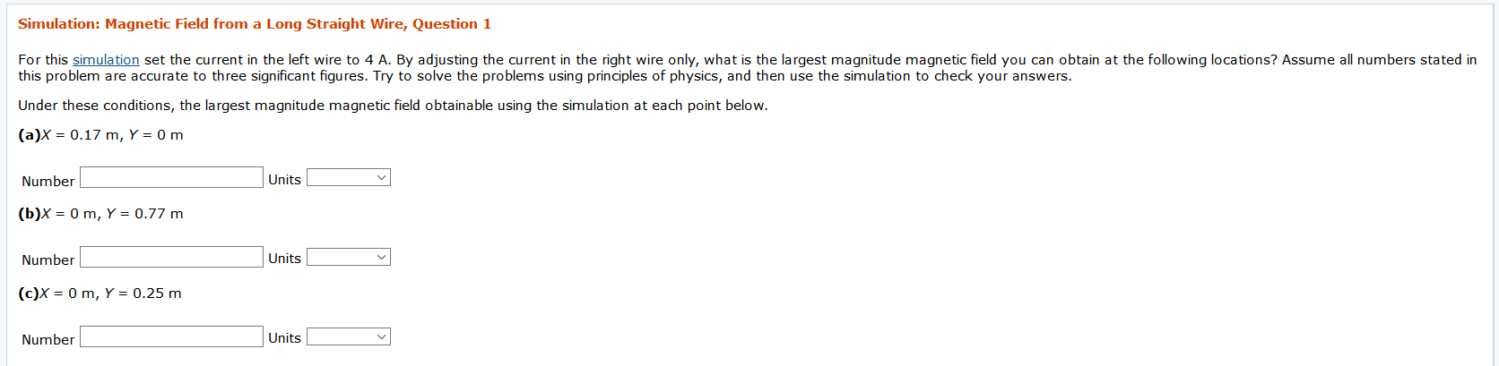 Solved Simulation: Magnetic Field from a Long Straight Wire, | Chegg.com