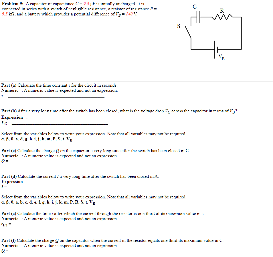 Solved Problem 9: A Capacitor Of Capacitance C = 9.5 UF Is | Chegg.com