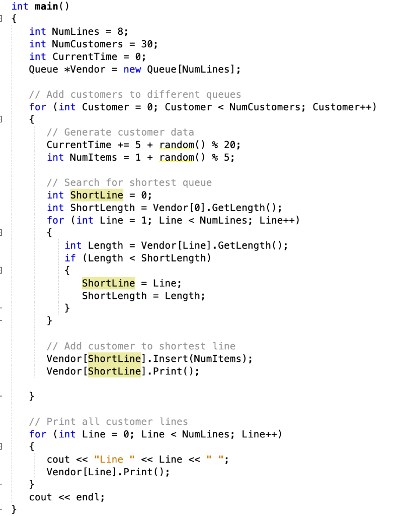 c++ QUEUES: For this simulation, we can simply assume | Chegg.com