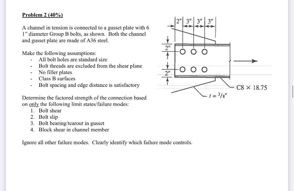 Solved Make the following assumptions All bolt holes are