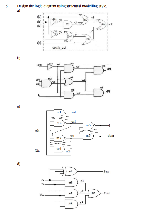 Solved 6. Design the logic diagram using structural | Chegg.com
