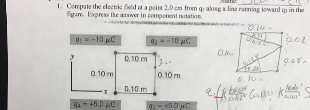 Solved 1. Compute the electric field at a point 2.0 cm from | Chegg.com
