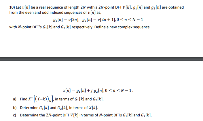 10 Let V N Be A Real Sequence Of Length 2n With Chegg Com