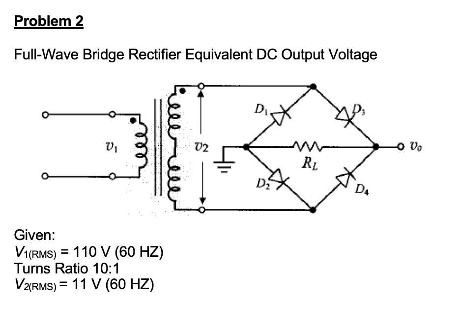 Solved Find: DC voltage, ripple voltage (peak-to-peak and | Chegg.com