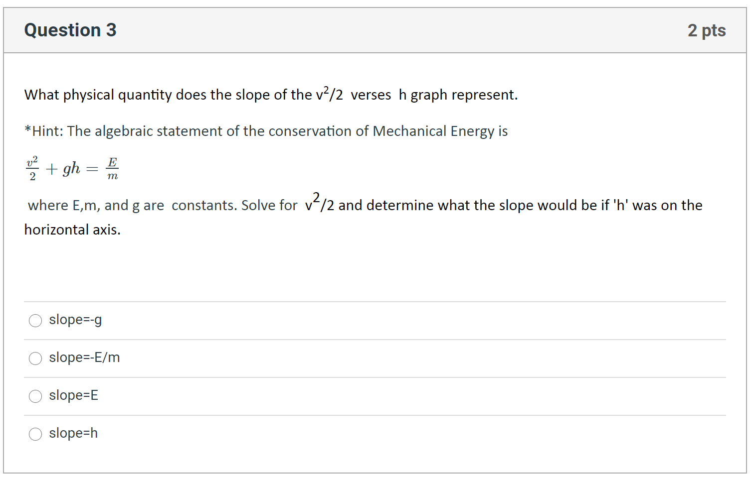 Solved Question 1 1 pts An object with a mass of 2 kg is | Chegg.com