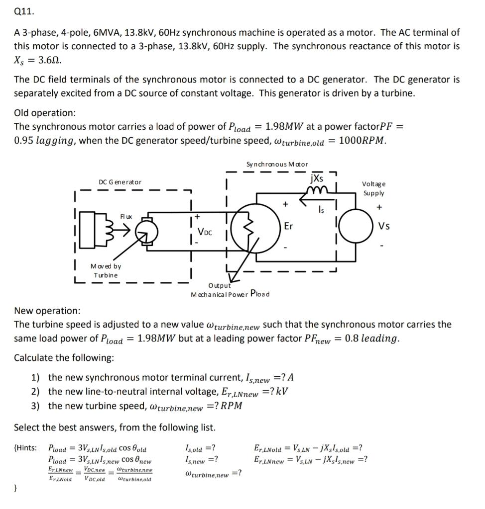Solved A 3-phase, 4-pole, 6MVA,13.8kV,60 Hz synchronous | Chegg.com