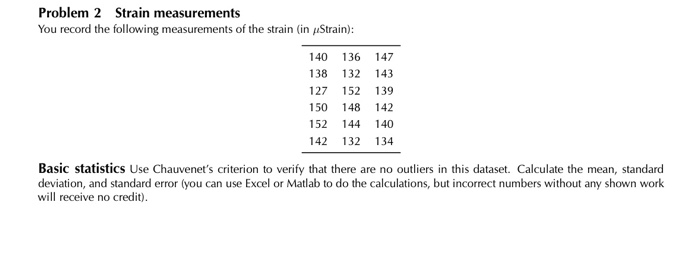 Solved: Problem 2 Strain Measurements You Record The Follo... | Chegg.com