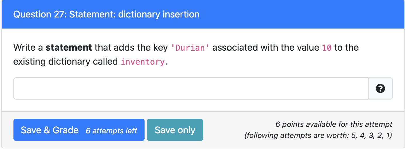 Solved Question 27 Statement dictionary insertion a Write