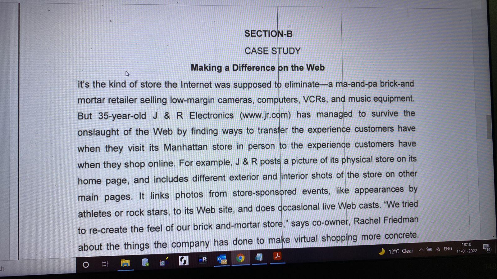 Solved SECTION-B CASE STUDY Making A Difference On The Web | Chegg.com