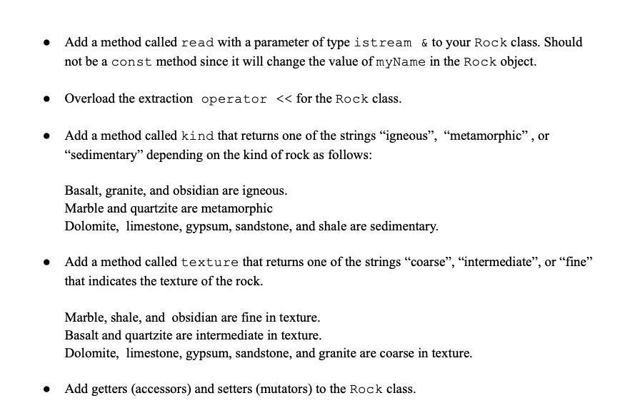 Solved Problem 7A -- Classy Rocks, defining and implementing | Chegg.com