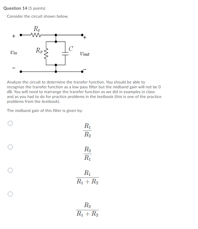 Solved Question 14 (5 Points) Consider The Circuit Shown | Chegg.com