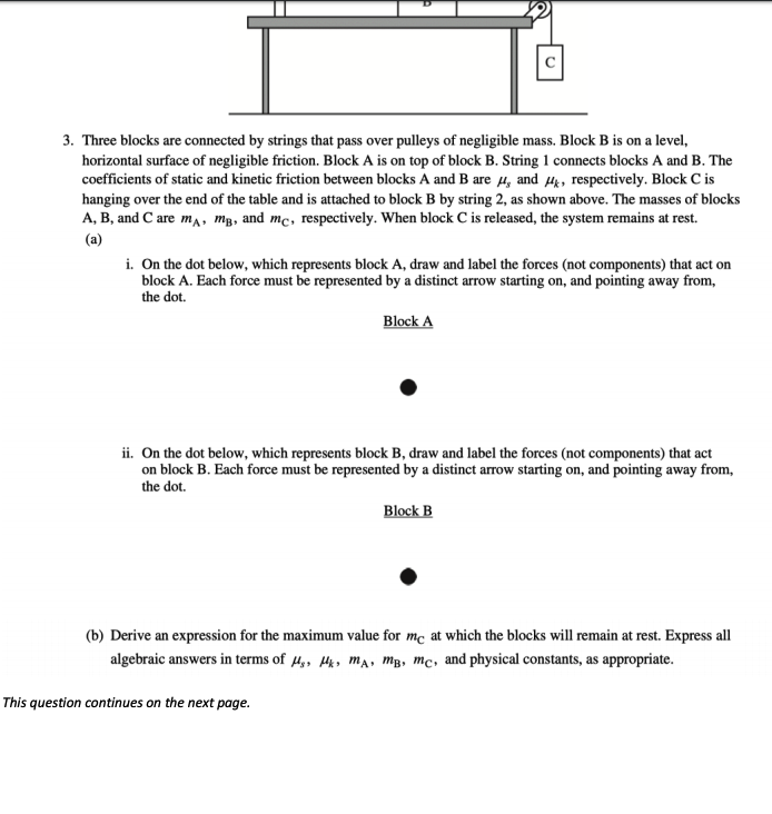 Solved A String 1 String 2 B 3. Three Blocks Are Connected | Chegg.com