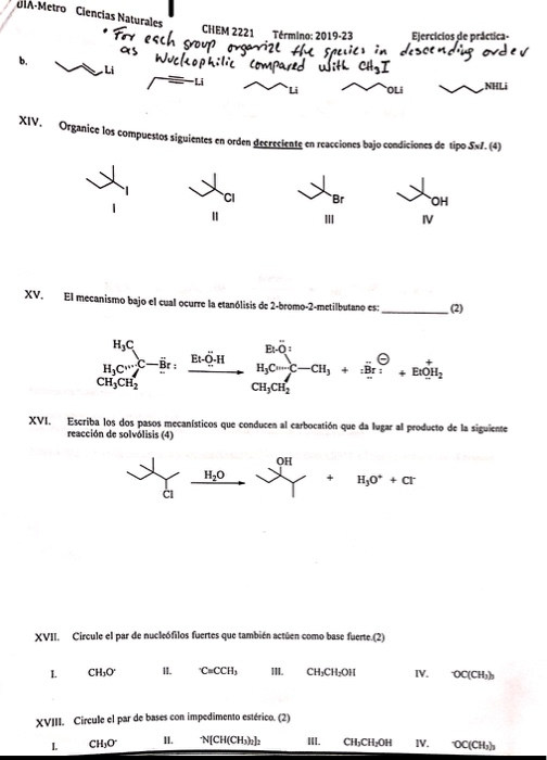 Solved XIV. Organize The Following Compounds In Descending | Chegg.com