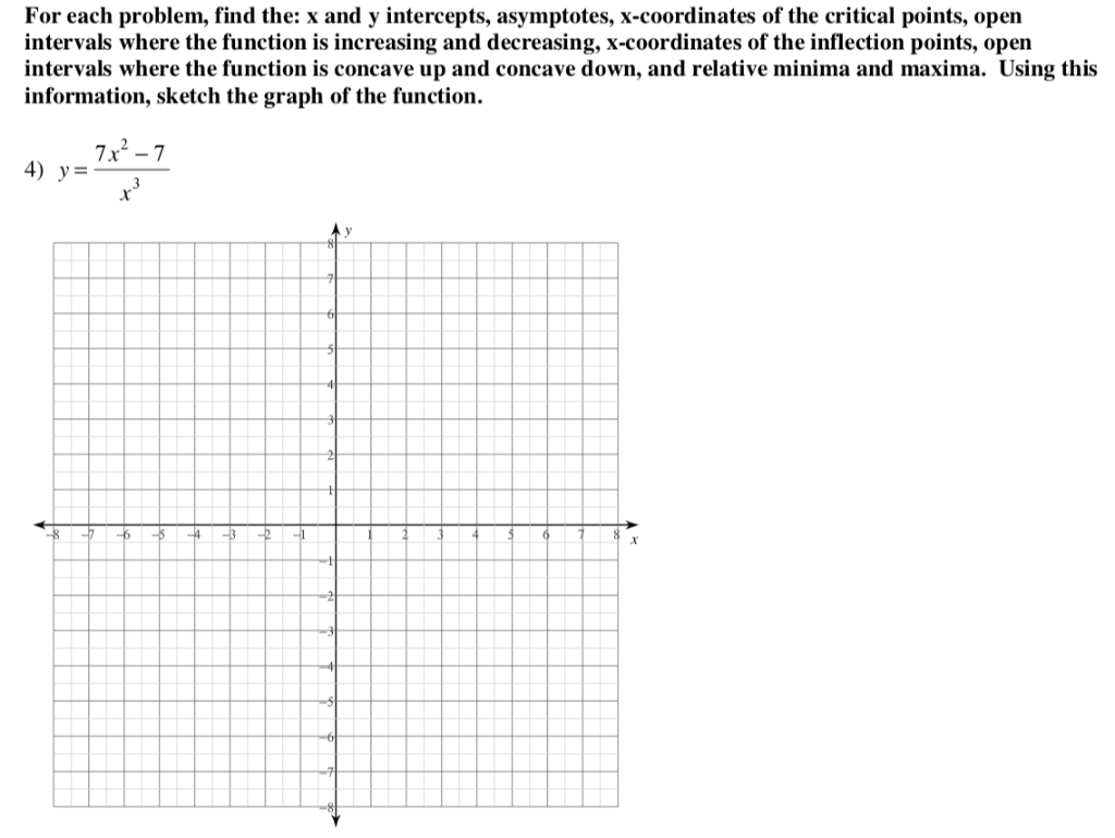 Solved For each problem, find the: x and y intercepts, | Chegg.com