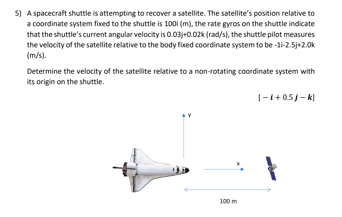 Solved 5) A Spacecraft Shuttle Is Attempting To Recover A | Chegg.com