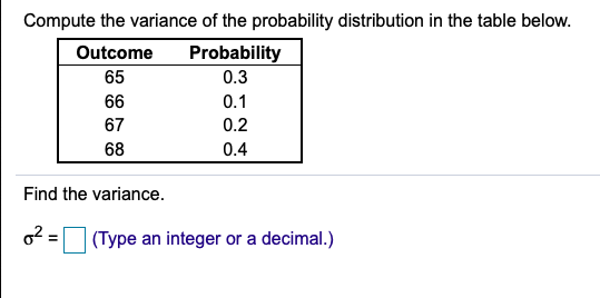 Solved Compute the variance of the probability distribution | Chegg.com