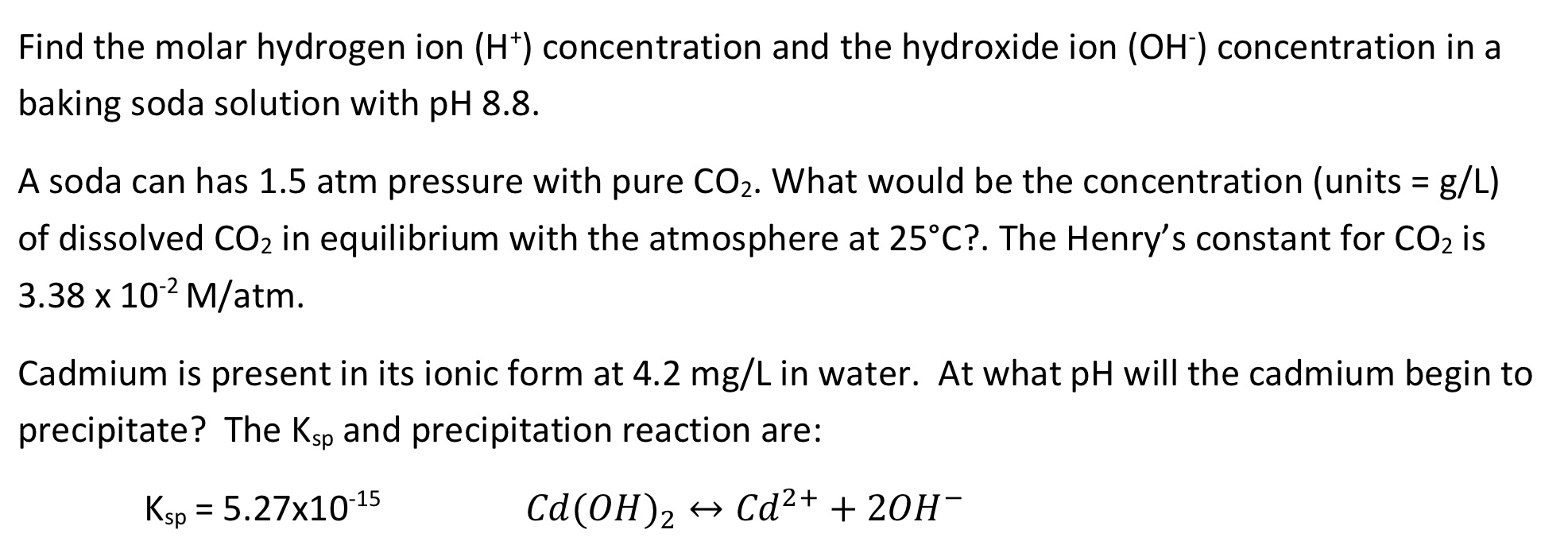 Solved Find the molar hydrogen ion (H+)concentration and the | Chegg.com