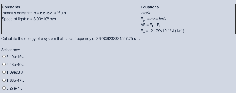 Solved Constants Equations Planck S Constant H 6 626x1 Chegg Com