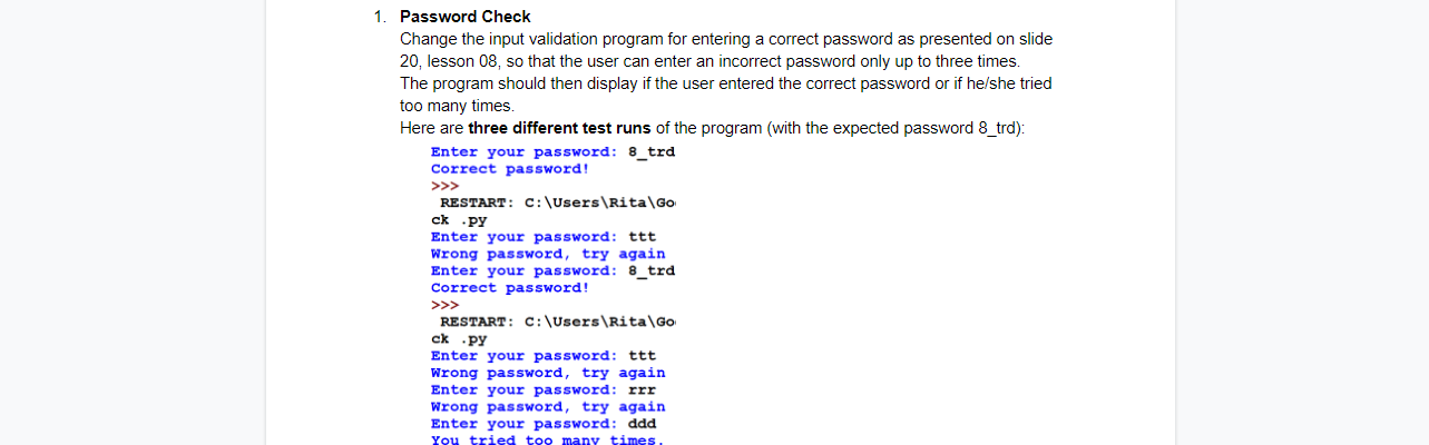 Solved 1. Password Check Change the input validation program | Chegg.com